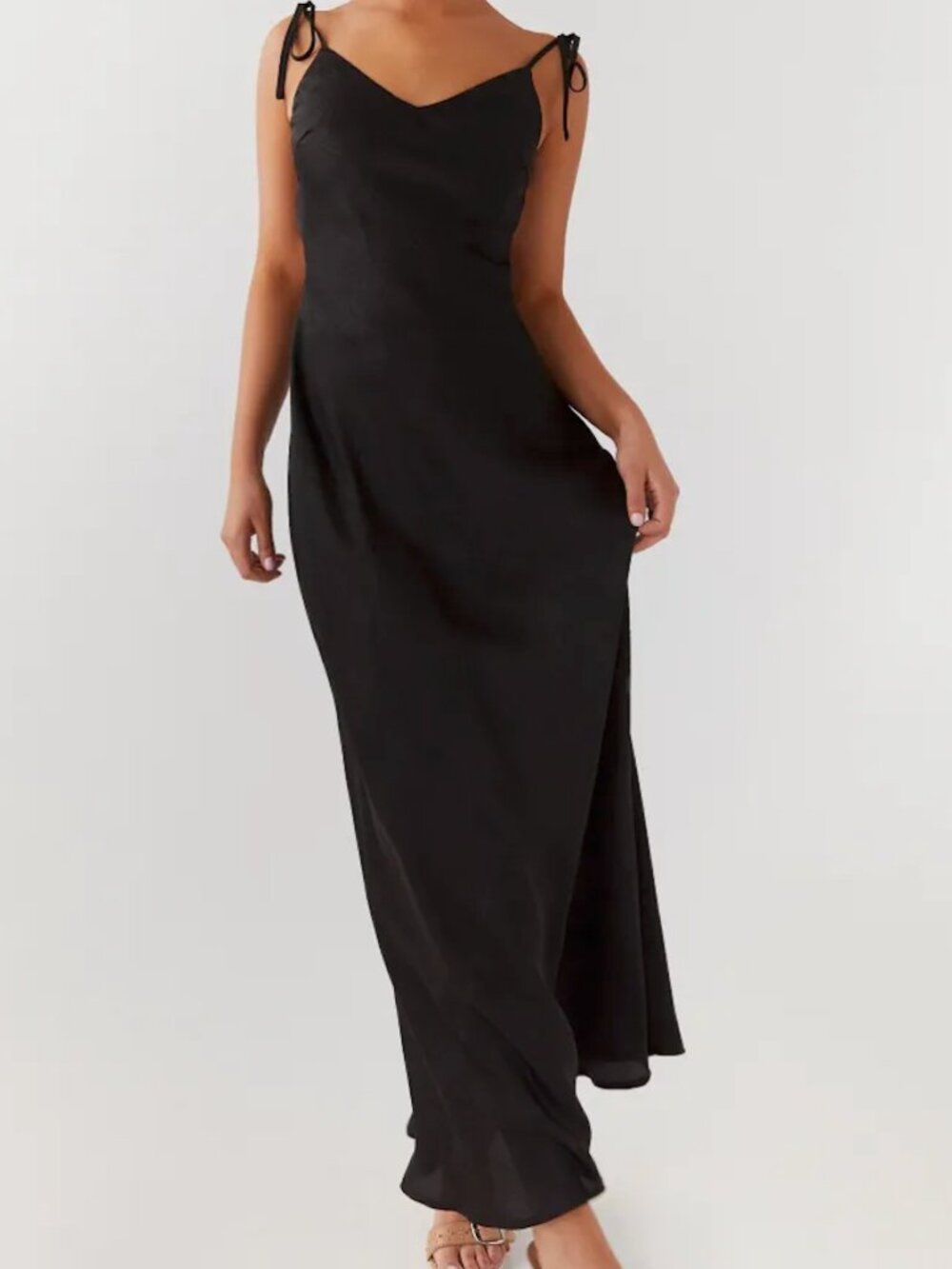 Peppermayo Desire Dream Satin Maxi Dress - Black